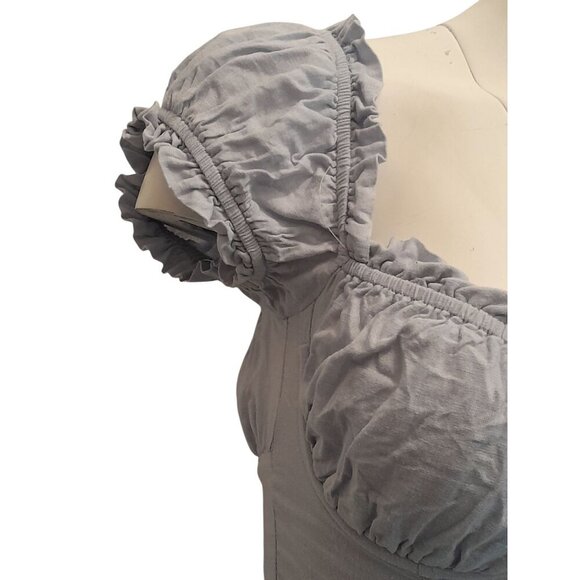 Princess Polly Size 2 Daisy Duke Underwire Linen Blend Corset Crop Top Baby Blue - Picture 3 of 6